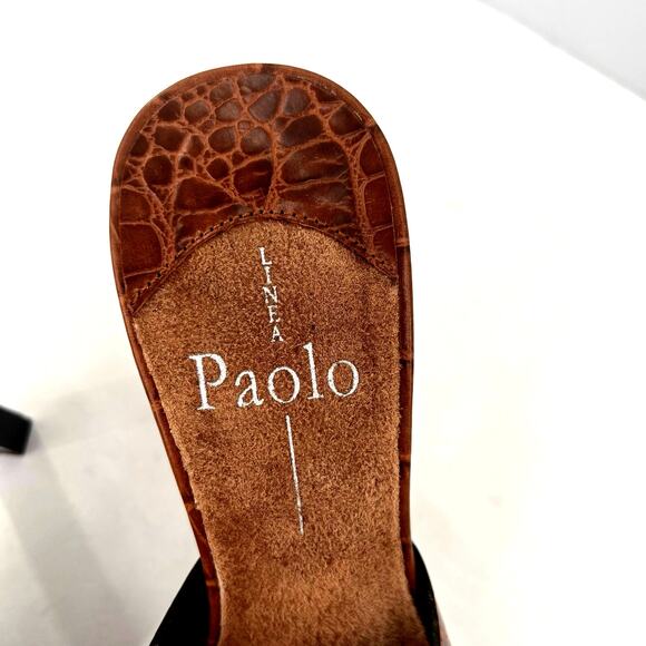 Linea Paolo women’s leather animal print flower heels mule shoes - Picture 6 of 8